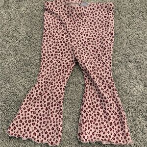 Old Navy Pink Leopard Ribbed Flare Leggings